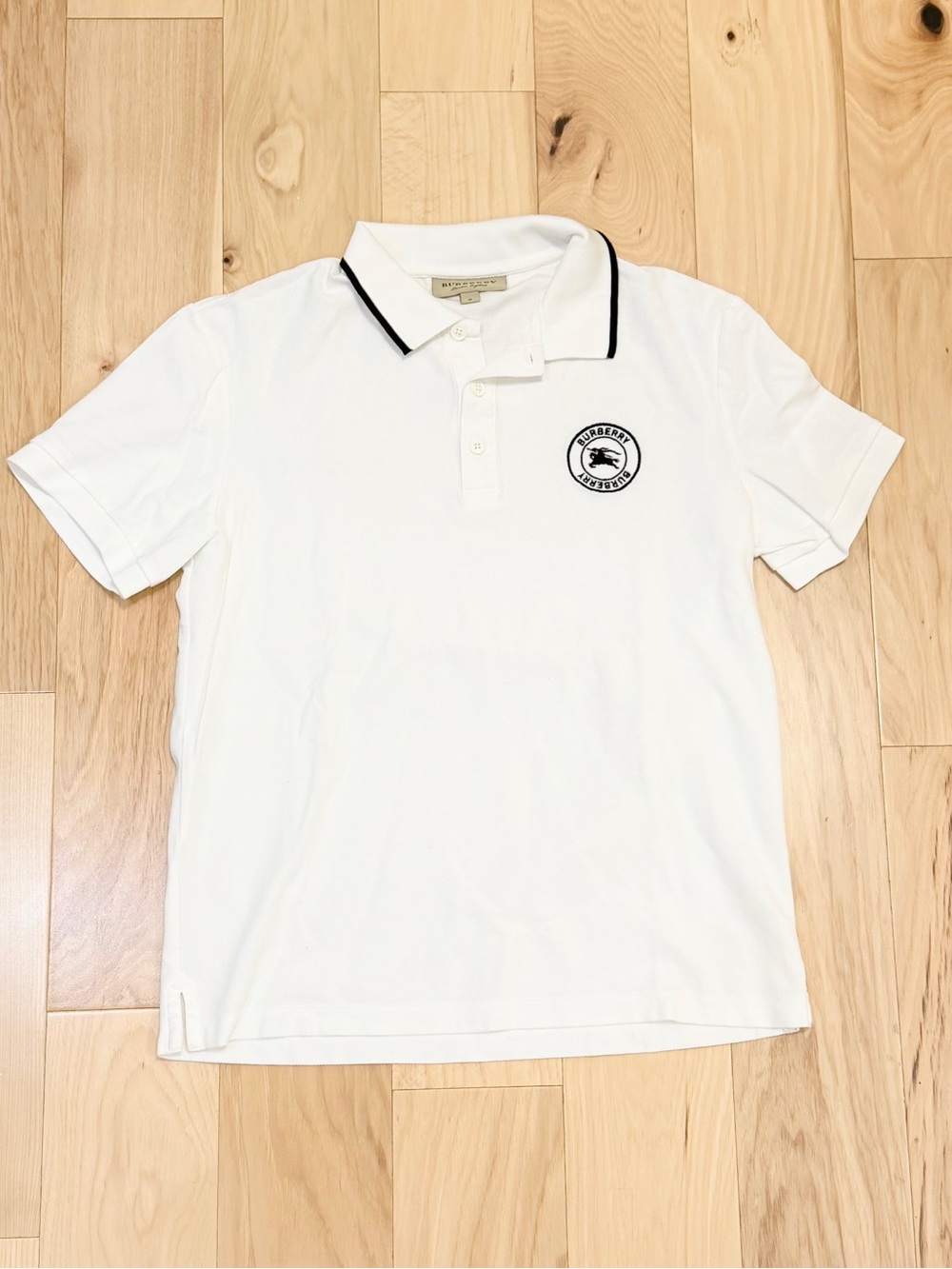 Burberry Men’s White Polo Shirt with Logo Patch